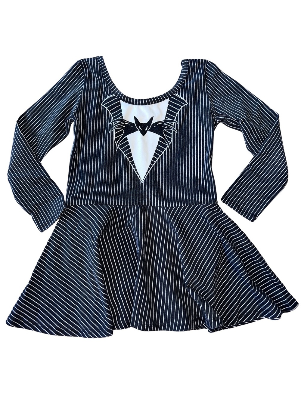 Jack Skellington Striped Black & White skirted leotard dress
